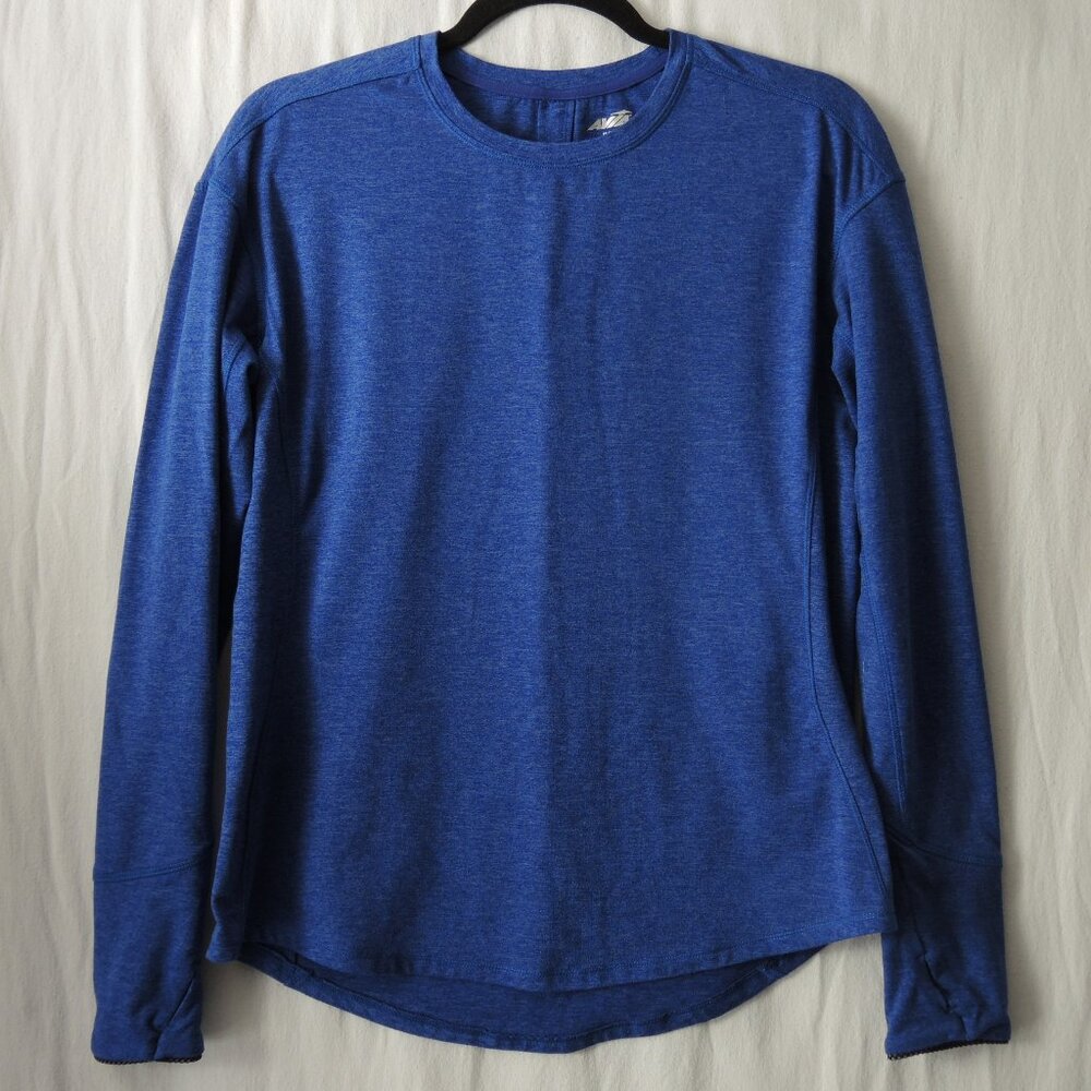Avia Long Sleeve Blue Athletic Top w/ Thumb Holes & Reflective Cuffs